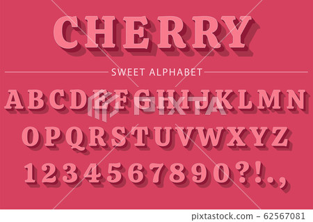 Pink 3D Alphabet Letters, Numbers and Symbols. 62567081