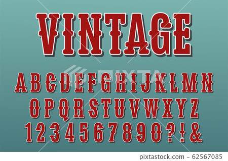 Vintage 3D Alphabet Letters, Numbers and Symbols. Vintage 3D Alphabet Letters, Numbers and Symbols. 62567085