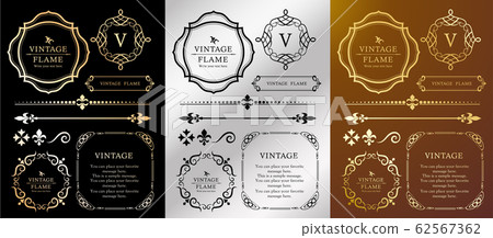 Wedding Frame Design Vintage Antique Retro Royal Premium Frame Set 62567362