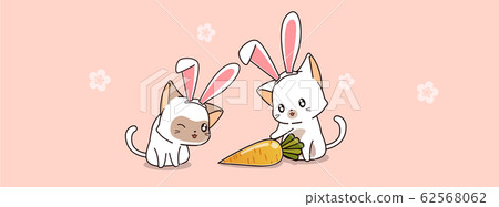 Bunny cats and carrot banner illustration Bunny cats and carrot banner illustration 62568062
