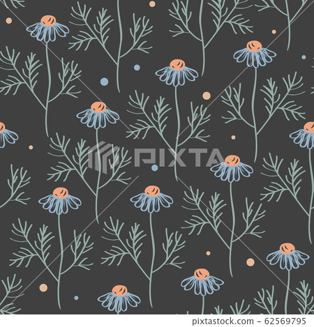 Vector seamless pattern with chamomile branches... - Stock Illustration ...