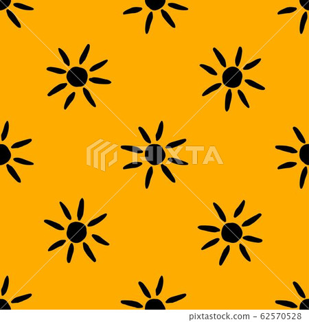 Yellow pattern with hand drawn sun symbol. Seamless background. Abstract floral design. Vector Yellow pattern with hand drawn sun symbol. Seamless background. Abstract floral design. Vector 62570528
