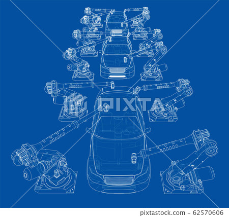 Assembly of motor vehicle. Vector 62570606