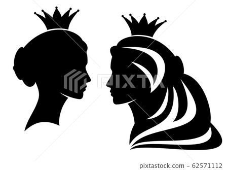 fairy tale queen or princess profile head black vector silhouette set fairy tale queen or princess profile head black vector silhouette set 62571112