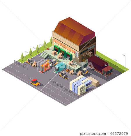 Commercial warehouse building isometric Commercial warehouse building isometric 62572979