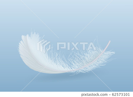 Falling single white feather realistic Falling single white feather realistic 62573101