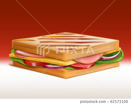 Sandwich with meat, cheese and vegetables 62573108