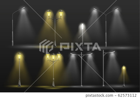Retro and modern street lampposts set Retro and modern street lampposts set 62573112