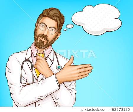 Male doctor in white gown cartoon portrait Male doctor in white gown cartoon portrait 62573120