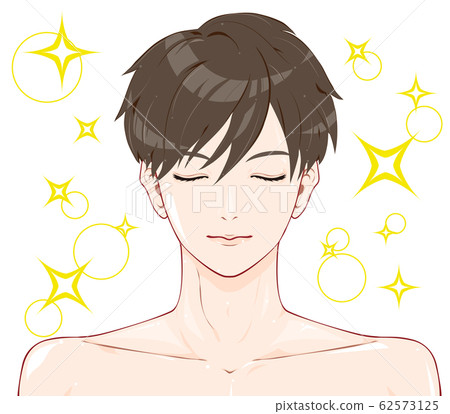 一個男人,裸露的皮膚,閉著眼睛閃閃發光 一個男人,裸露的皮膚,閉著眼睛閃閃發光 62573125