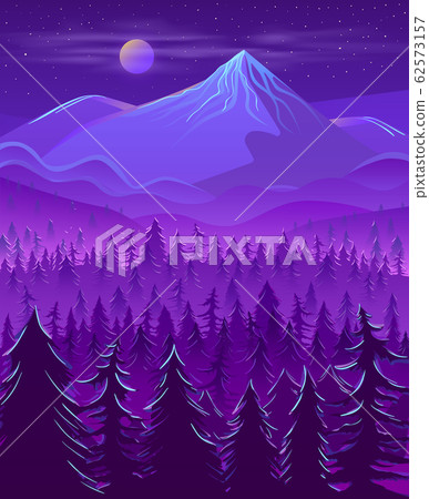 Wild northern land night landscape cartoon 62573157