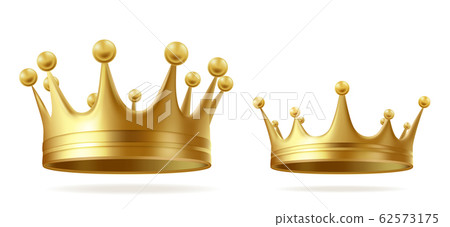 Golden royal crowns 3d realistic set Golden royal crowns 3d realistic set 62573175