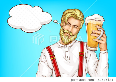 Hipster man with glass full of beer cartoon Hipster man with glass full of beer cartoon 62573184