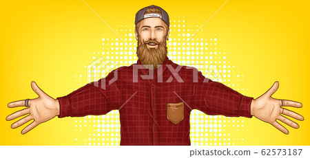 Hipster man raising hands for hugging 62573187