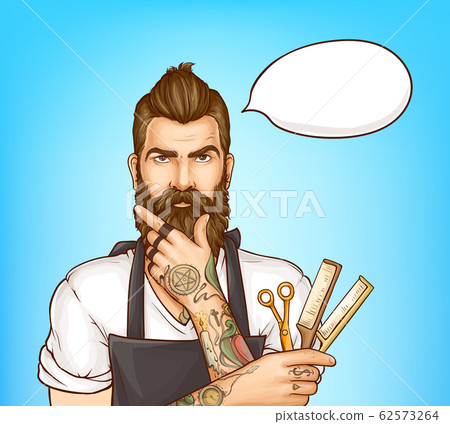 Barbershop hairdresser pop art portrait 62573264
