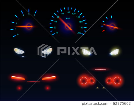 Car headlights and dashboard scales set Car headlights and dashboard scales set 62575602