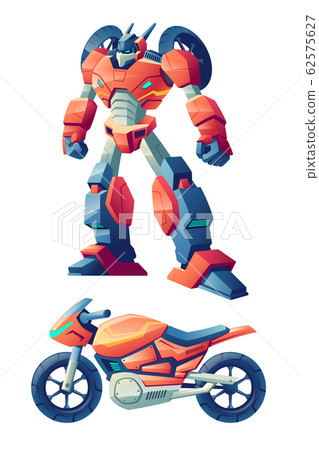 Robot transforming in motorcycle cartoon Robot transforming in motorcycle cartoon 62575627