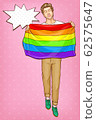 Pop art gay with lgbt rainbow flag, Homosexual man 62575647