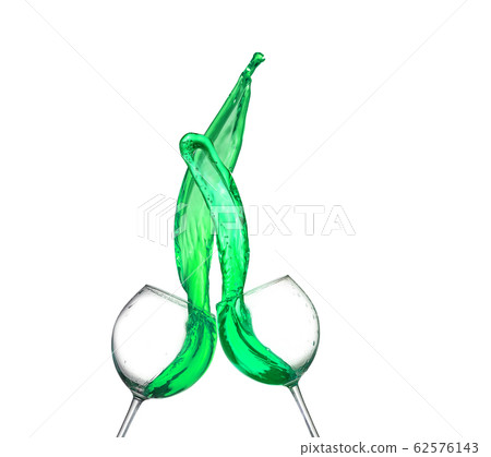 Green alcoholic cocktail on white isolate splash Green alcoholic cocktail on white isolate splash 62576143