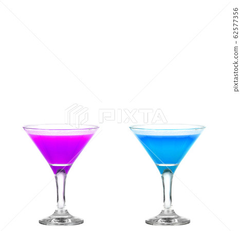 Two refreshing cocktail color isolate on white Two refreshing cocktail color isolate on white 62577356