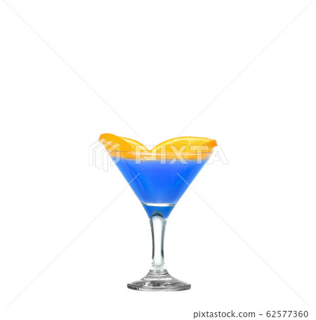 Blue cocktail in martini glass isolated on white Blue cocktail in martini glass isolated on white 62577360