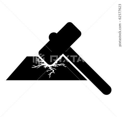 Sledge hammer breaks hard surface with formation  62577623