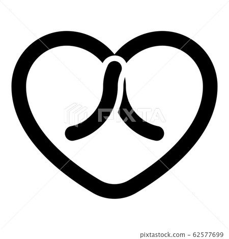Bow tied heart icon black color vector  62577699