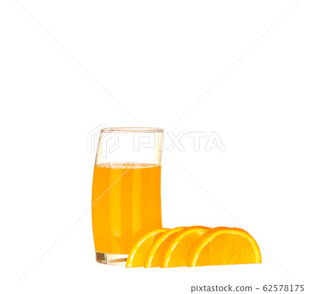 Orange juice and slices of orange isolated on Orange juice and slices of orange isolated on 62578175
