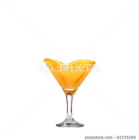 Orange juice and slices of orange isolated on Orange juice and slices of orange isolated on 62578269
