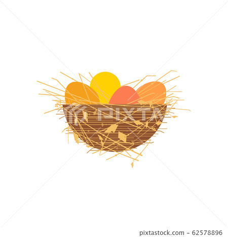 Easter egg in nest flat color vector icon isolated Easter egg in nest flat color vector icon isolated 62578896