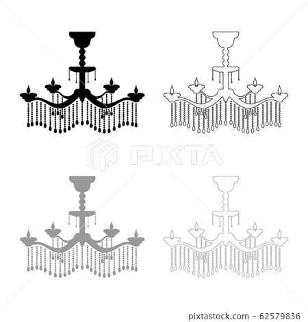 Chandelier icon outline set black grey color  62579836