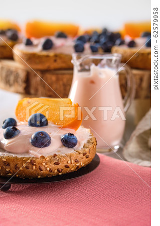Closeup view of sweet buns with soft cheese 62579958