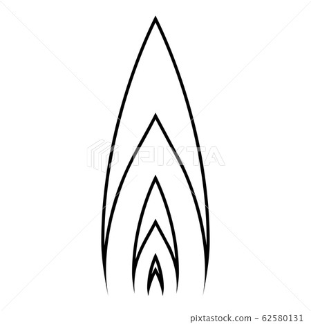 Flame icon outline black color vector  62580131