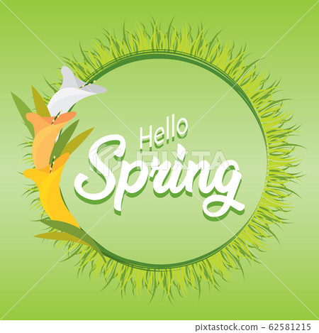 Floral frame. Hello spring text - Stock Illustration [62581215] - PIXTA