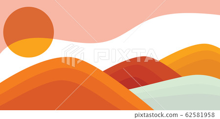 Colorful background with landscape, abstract mountains. Abstract colored backdrop with hand-drawn elements or curves. Creative vector illustration - poster design. Colorful background with landscape, abstract mountains. Abstract colored backdrop with hand-drawn elements or curves. Creative vector illustration - poster design. 62581958