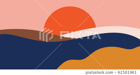 Colorful background with landscape, abstract mountains. Abstract colored backdrop with hand-drawn elements or curves. Creative vector illustration - poster design. Colorful background with landscape, abstract mountains. Abstract colored backdrop with hand-drawn elements or curves. Creative vector illustration - poster design. 62581961
