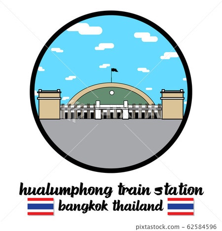 Circle icon Hualumphong Train Station sign icon. vector illustration 62584596