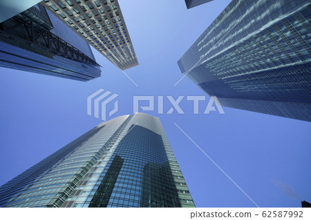 Tokyo cityscape in Japan: view of office buildings in Shiodome = February 6, 2020 62587992