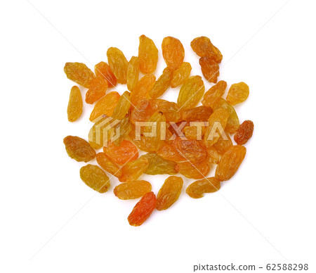 Yellow sultanas raisins isolated on white 62588298