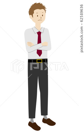 男性(公司員工)站立(手臂姿勢)的插圖 男性(公司員工)站立(手臂姿勢)的插圖 62589636
