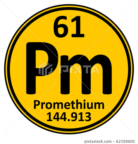 Periodic table element promethium icon. Periodic table element promethium icon. 62589800