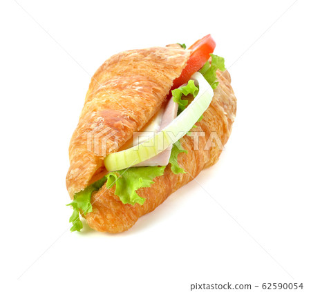 Fresh croissant sandwich isolated on white Fresh croissant sandwich isolated on white 62590054