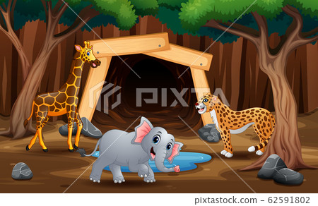 A wild animal playing in nature illustration 62591802