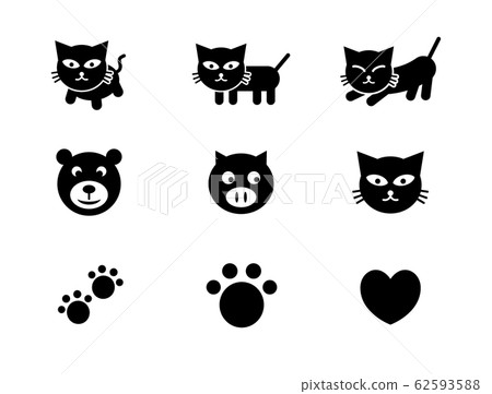 Cute icon set of cat, bear, pig 62593588