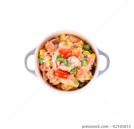 Tuna salad on white background Tuna salad on white background 62593653