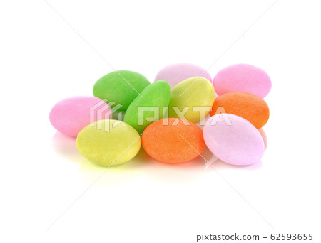 Colorful candies on white background Colorful candies on white background 62593655