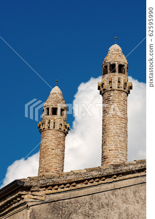 Two ancient chimneys and roof - Veneto Italy Two ancient chimneys and roof - Veneto Italy 62595990