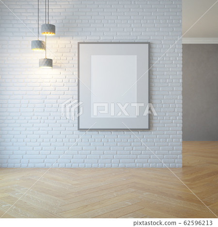 empty room with light and blank pictures, 3d 62596213