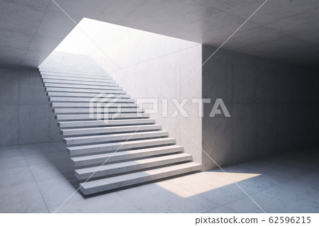 modern staircase in concrete interior, 3d 62596215