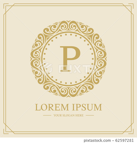 Luxury monogram logo template, letter P logo design, vector illustration 62597281